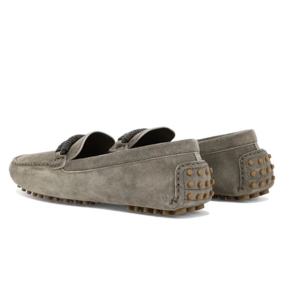 Brunello Cucinelli Grey Suede Loafers Size 38 New - Picture 8 of 9